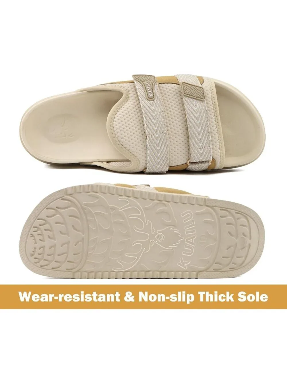 Men's White Beige Orthotic Arch Support Fabric Ultra Soft Comfort Slipper Shoes